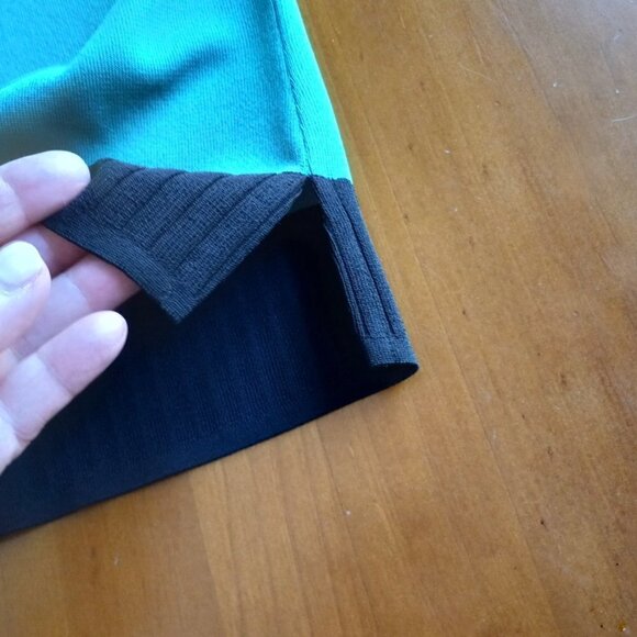 Ming Wang Tank Top Stretch Knitted Ribbed Bottom Edging Side Slits Black Green L - Picture 11 of 13